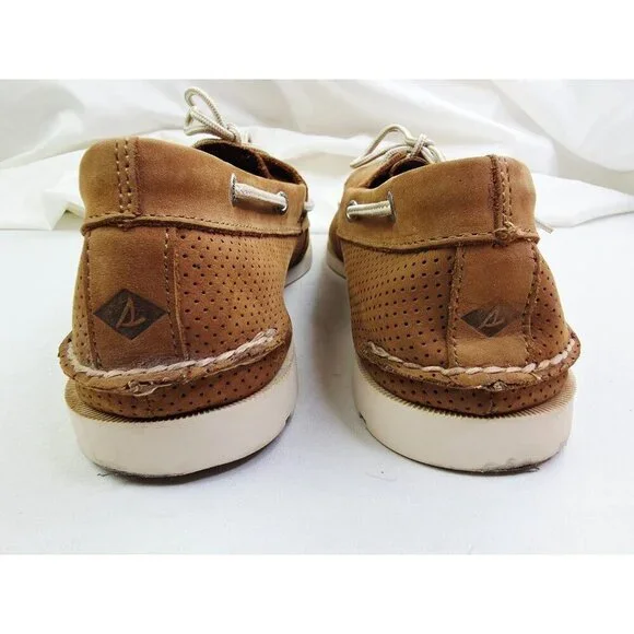 Sperry Top Sider Size 15M Men Camel Mesh Leather Lace Up Low Boat Shoes STS15514 - Picture 11 of 12